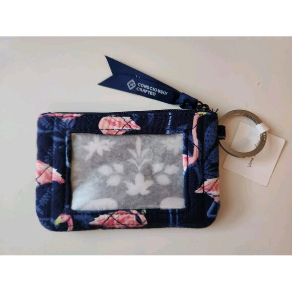 Vera Bradley Zip ID Small Wallet –Flamingo Garden Print-Card Holder, Keychain - Picture 2 of 7